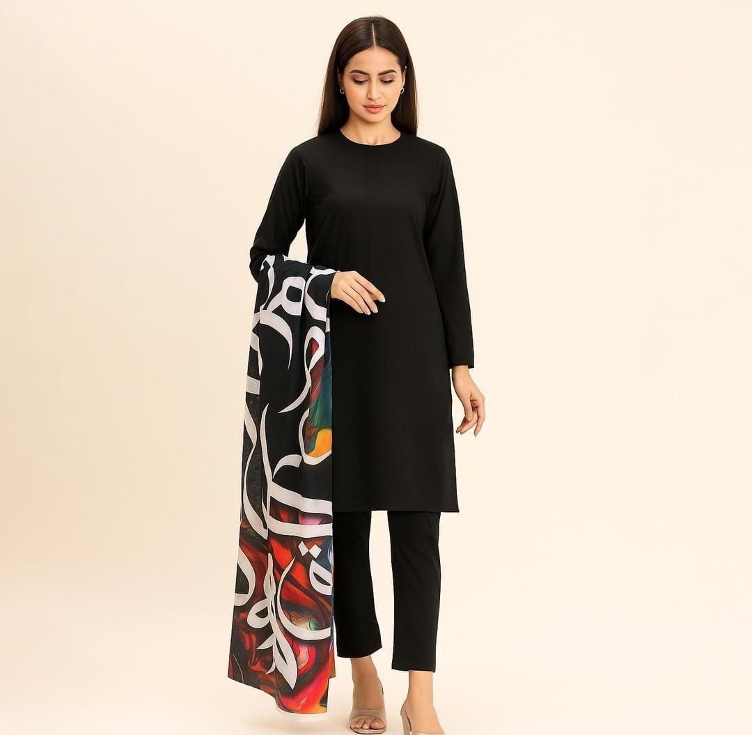 Katan Silk | 3 Pcs Women's Unstitched Plain Suit