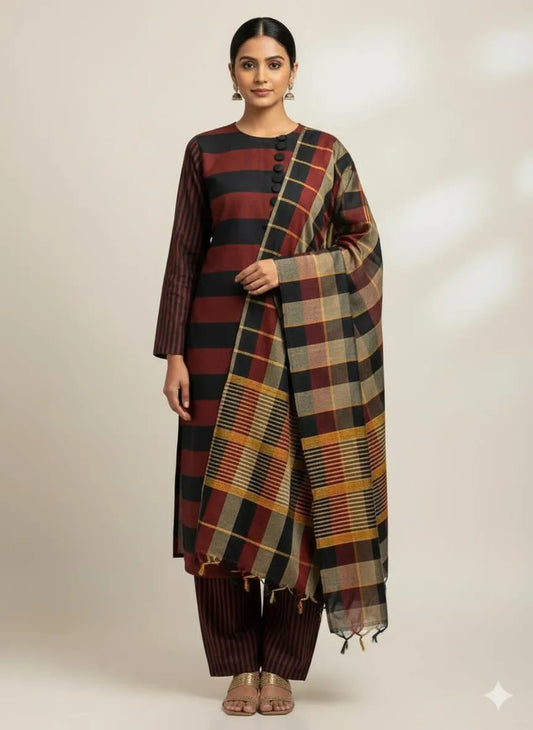 3-Piece Sussi Printed Unstitched Suit