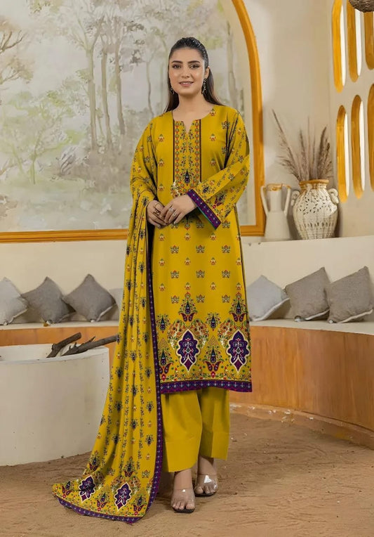 3-Piece Khaddar Printed Unstitched Suit