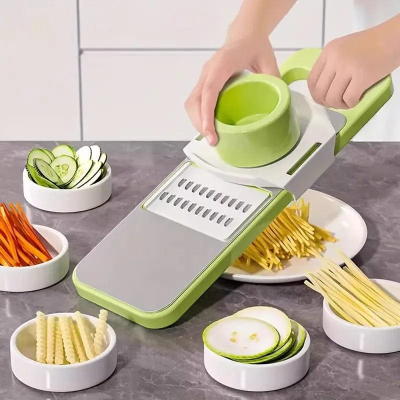 5-in-1 Vegetable Cutter & Onion Slicer – Adjustable Blades with Collection Bowl