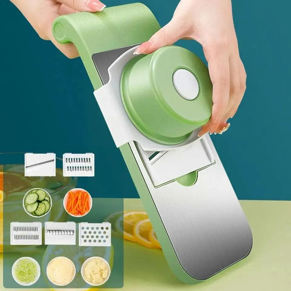 5-in-1 Vegetable Cutter & Onion Slicer – Adjustable Blades with Collection Bowl